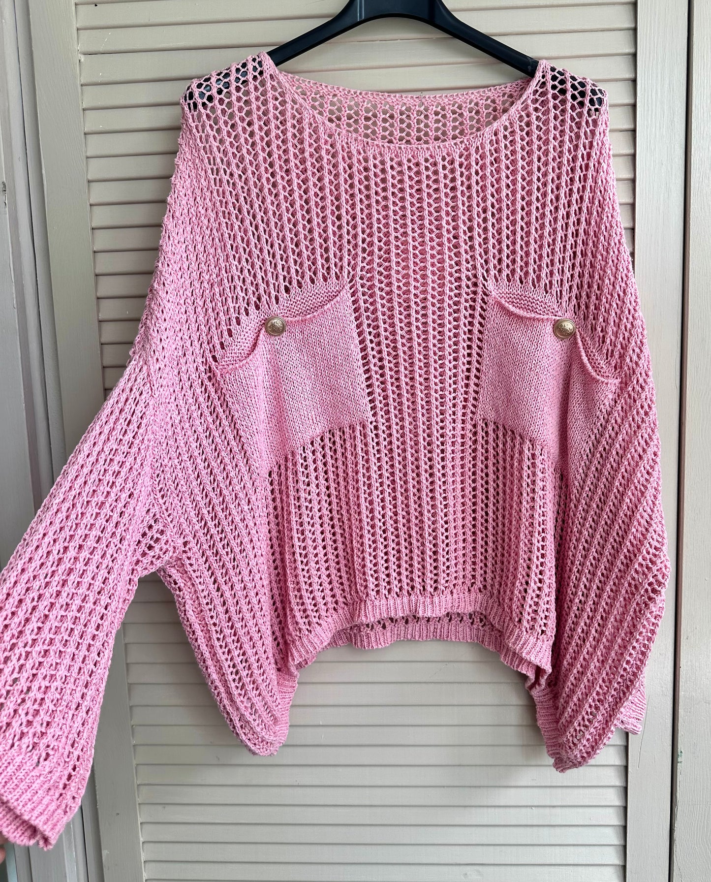 Relaxed fit open-knit jumper - Pink
