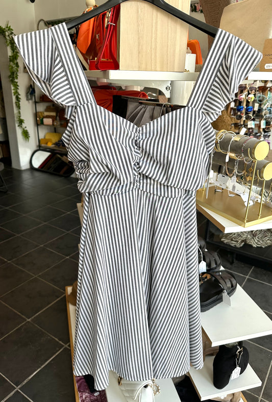 Grey & white stripe summer dress