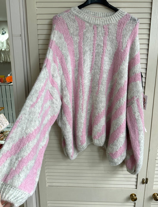 Zebra print knitted jumper - Pink & beige