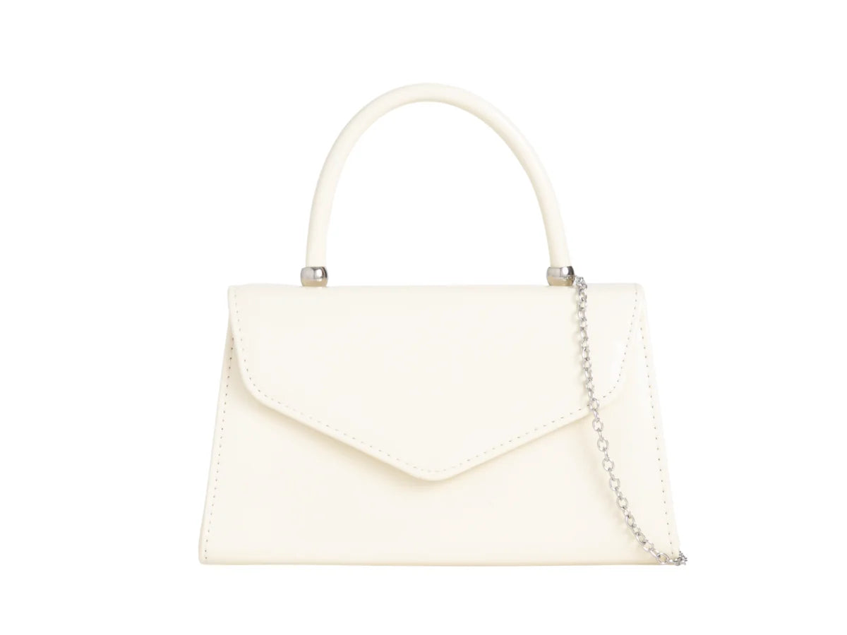 Glossy top handle bag - Cream