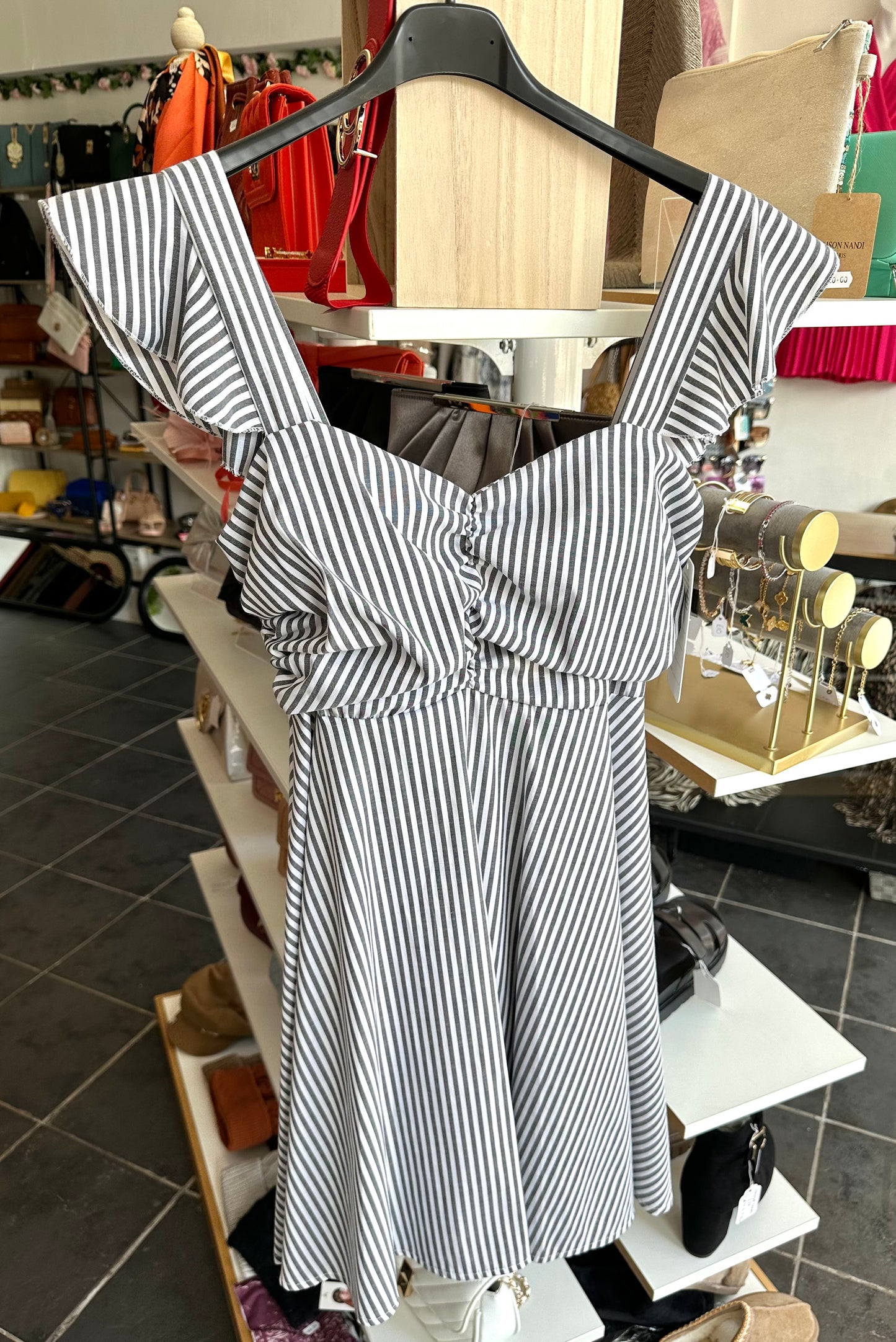 Grey & white stripe summer dress