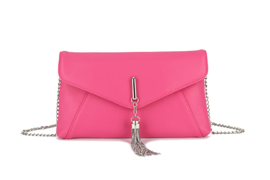 Silver tassel detail crossbody clutch bag - Pink