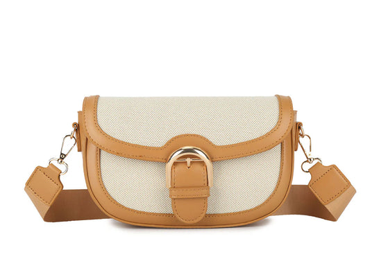 Camel multi textured crossbody bag