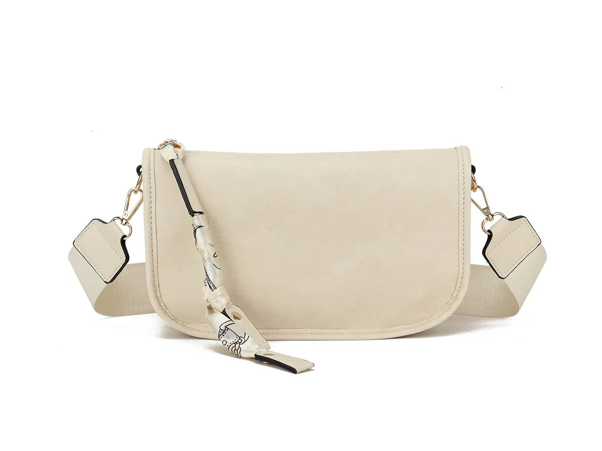 Faux leather scarf detail crossbody bag - Beige