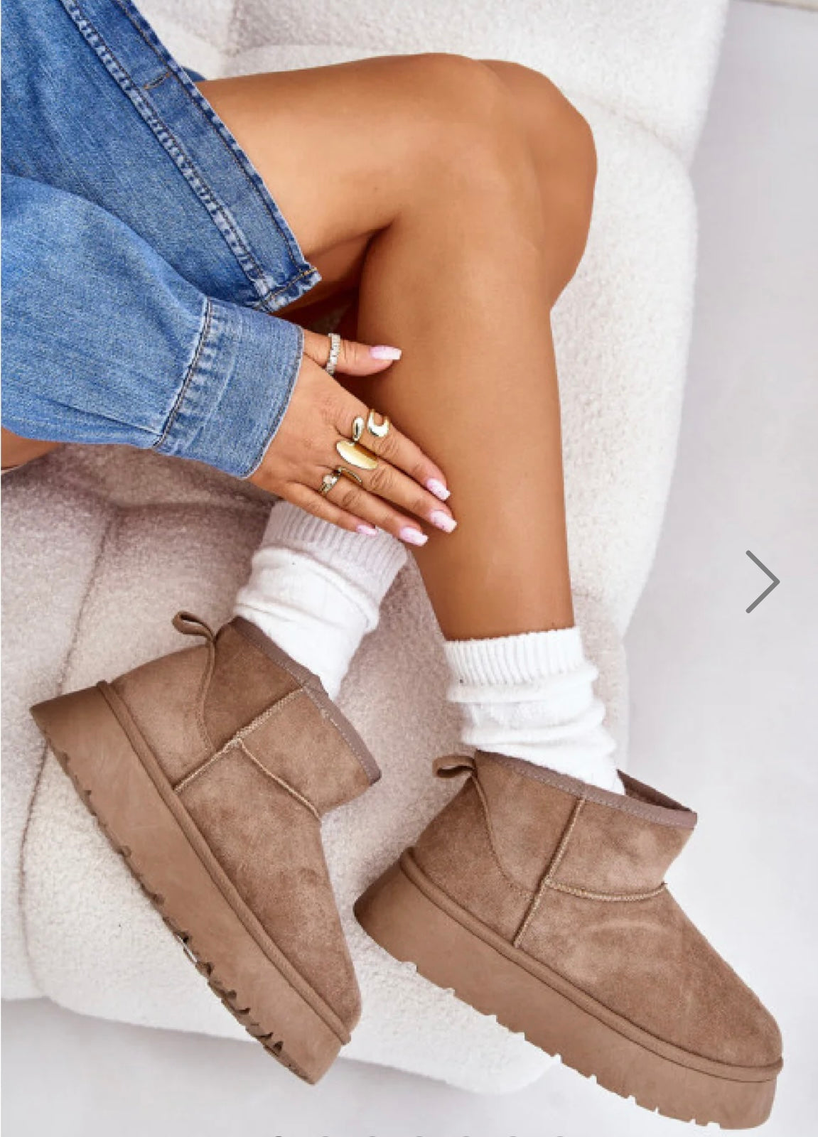 Ultra mini faux fur lined platform ankle boots