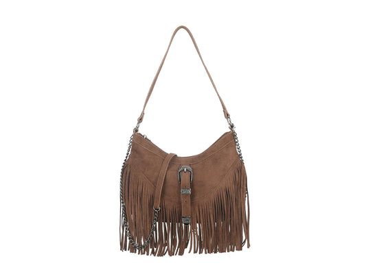 Western fringe detail shoulder & crossbody bag - Brown