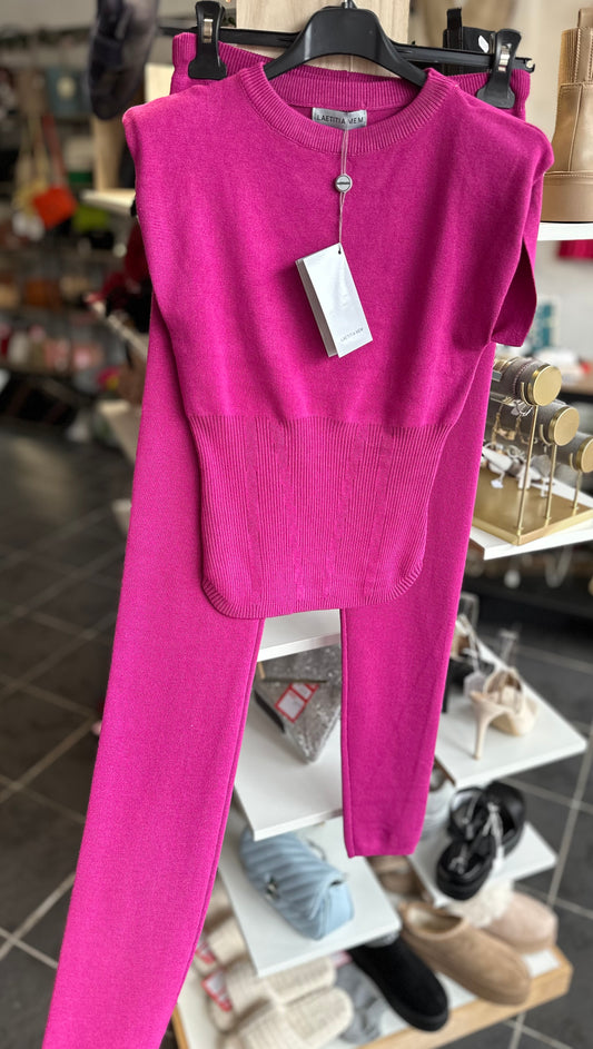 Padded top & leggings co ord - Cerise