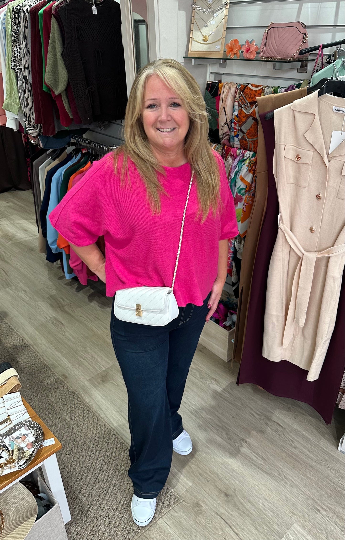 Knit crop sleeve jumper - Pink