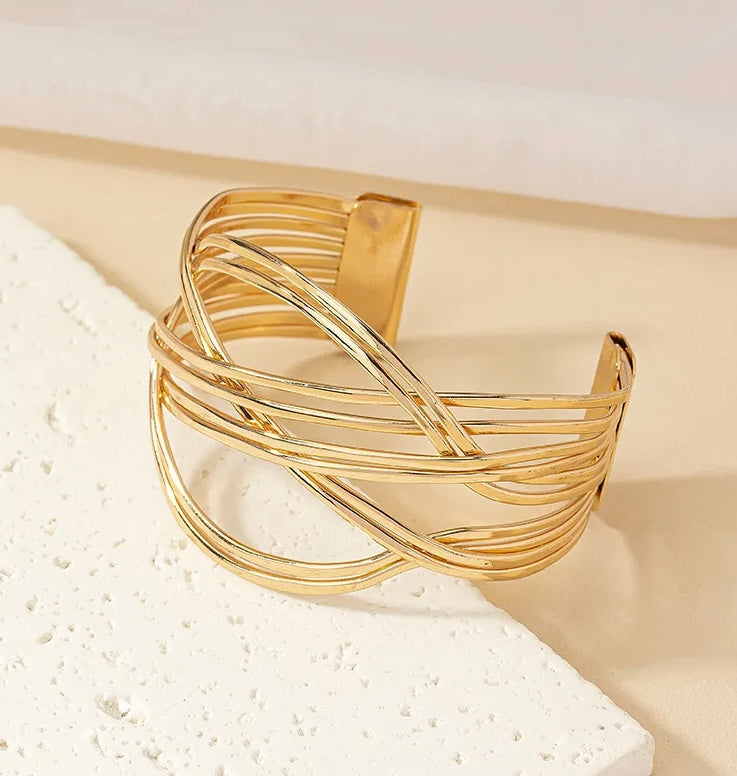 Gold multi layered cuff bracelet