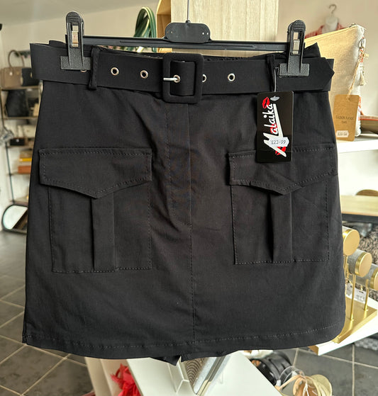 Black belted cargo skort