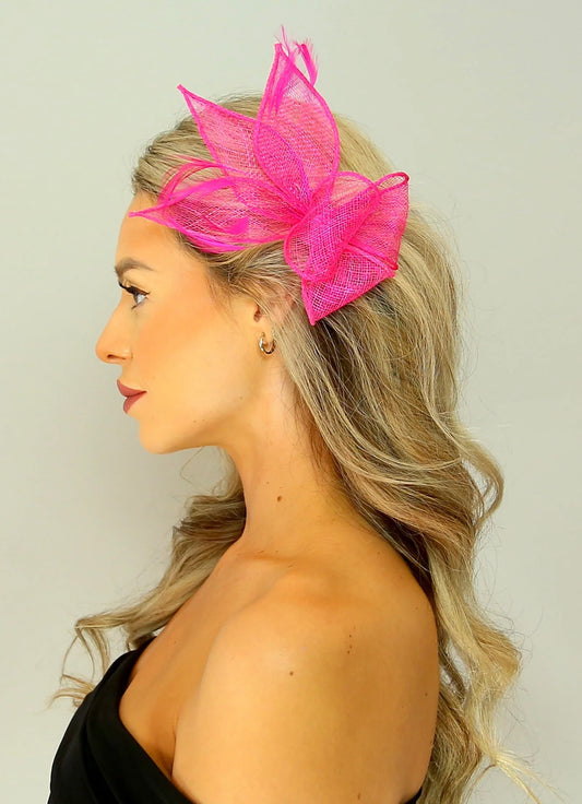 Fuchsia small clip in fascinator - F0012