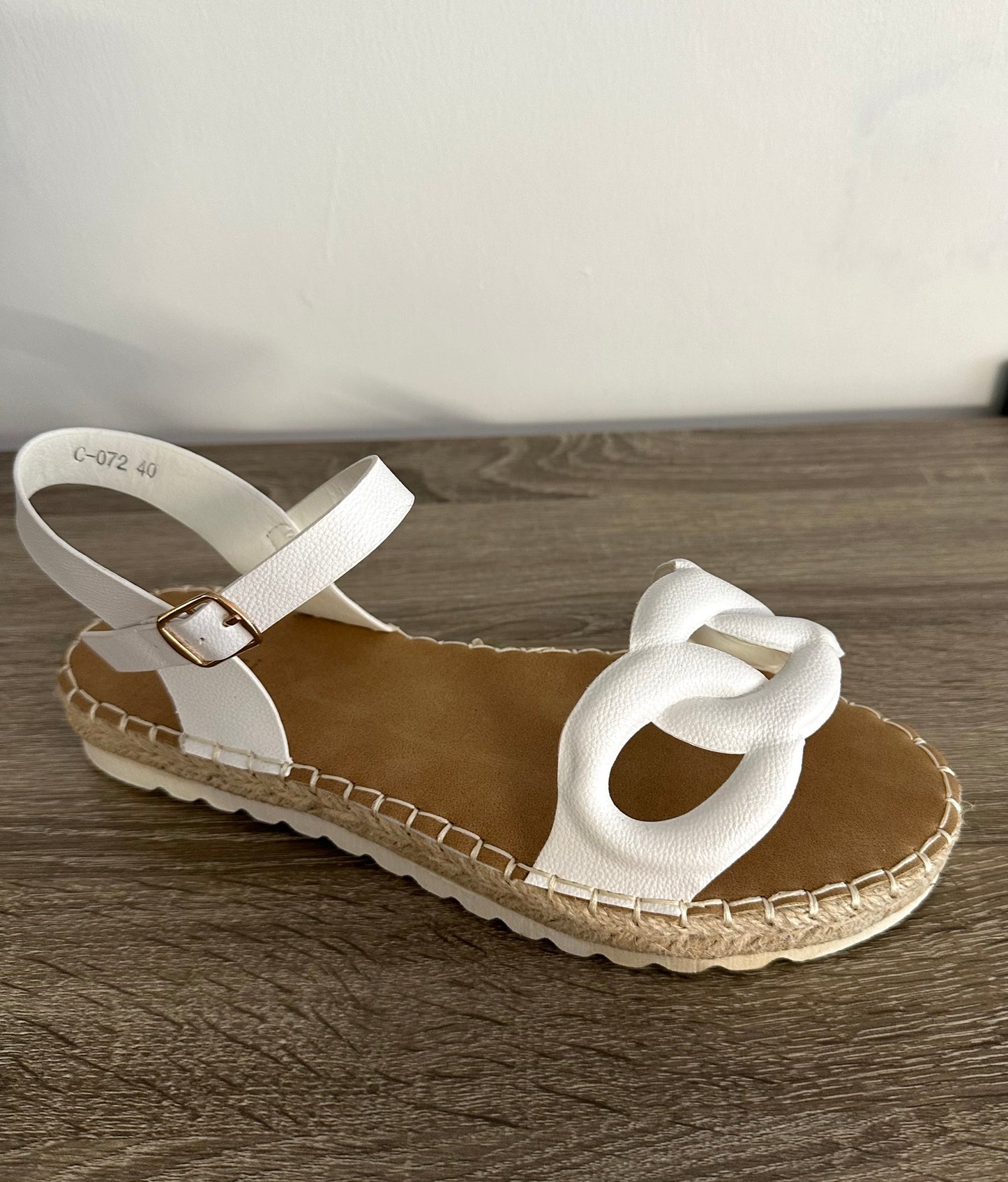 White interlock detail espadrille sandals