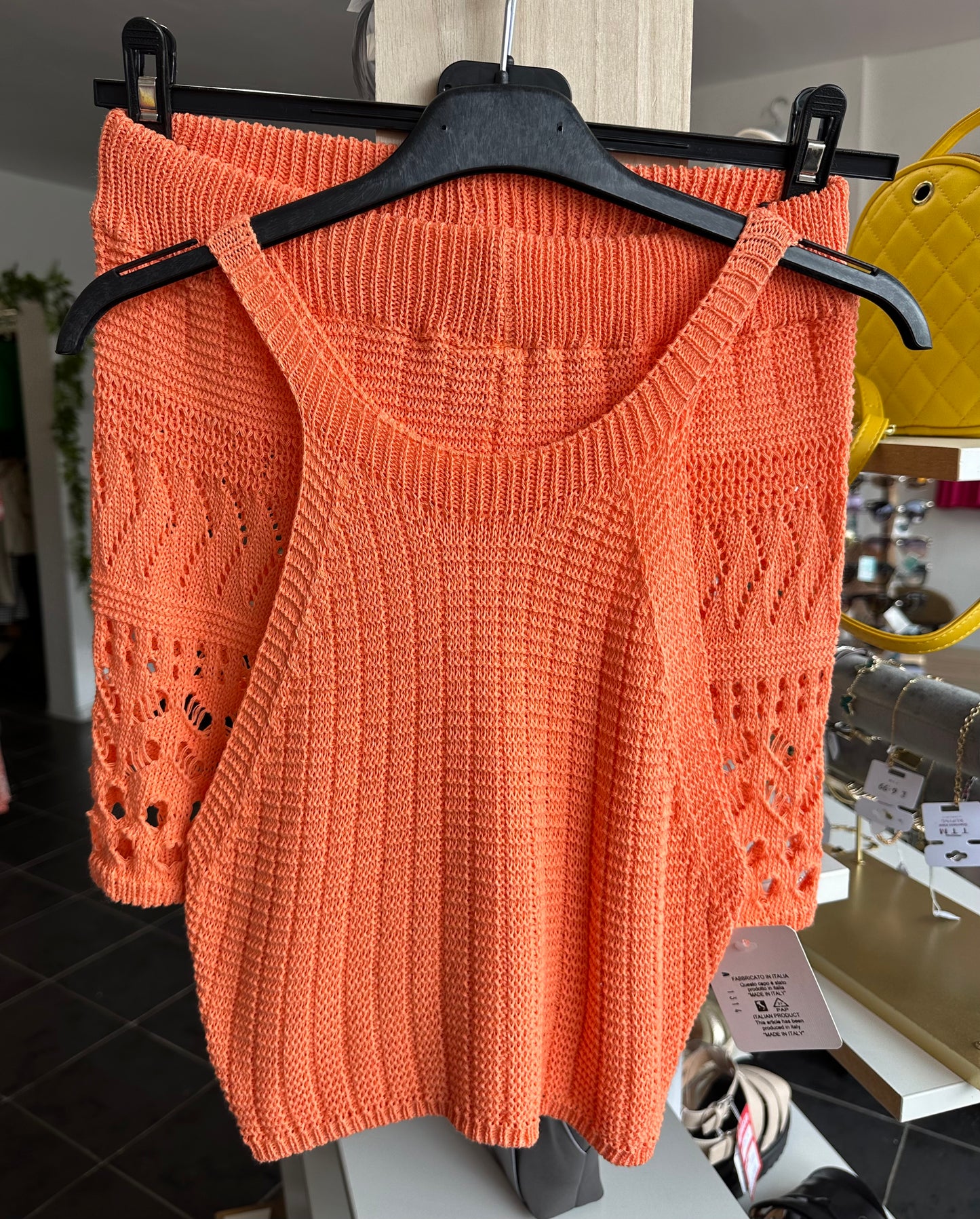 Orange crochet shorts & crop top set