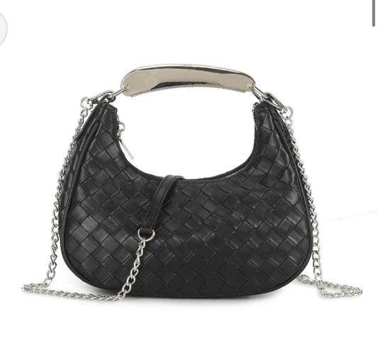 Textured top handle crossbody bag - Black