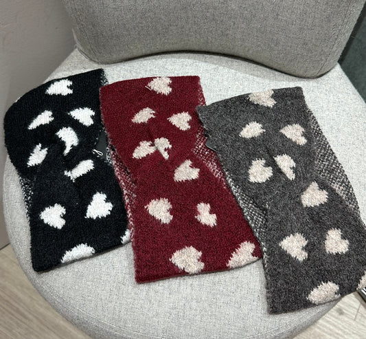 Heart detail knitted headbands