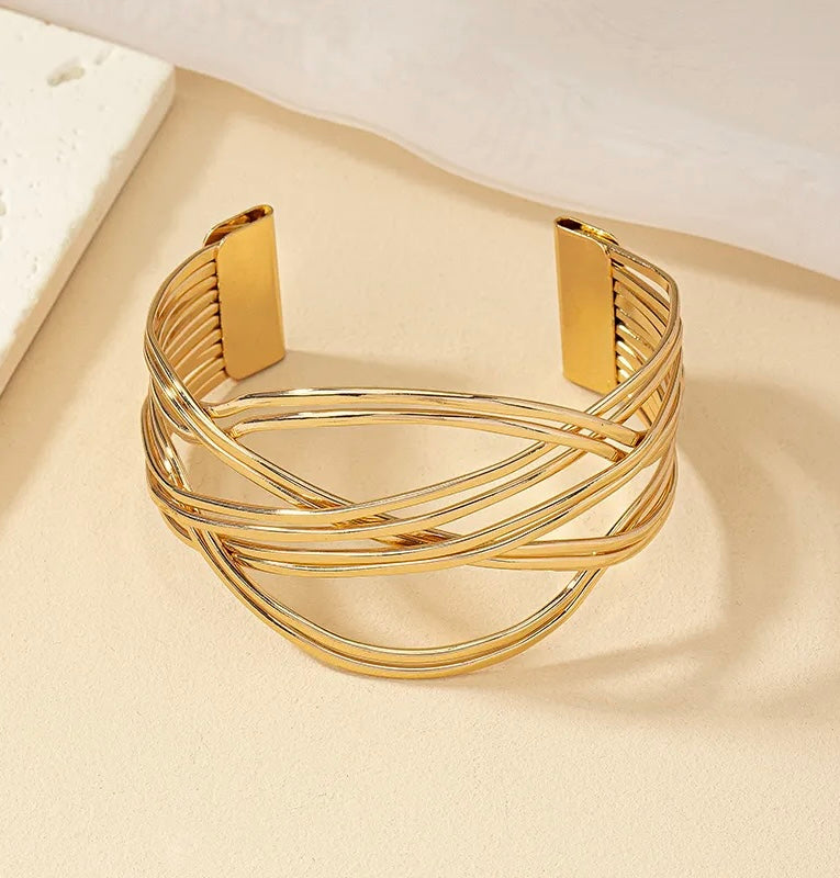 Gold multi layered cuff bracelet