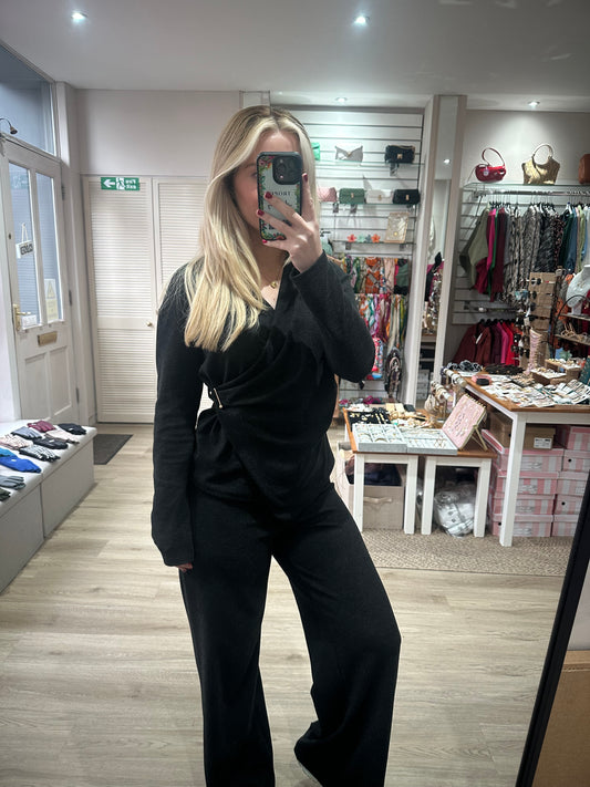 Long sleeve wrap co ord - Charcoal