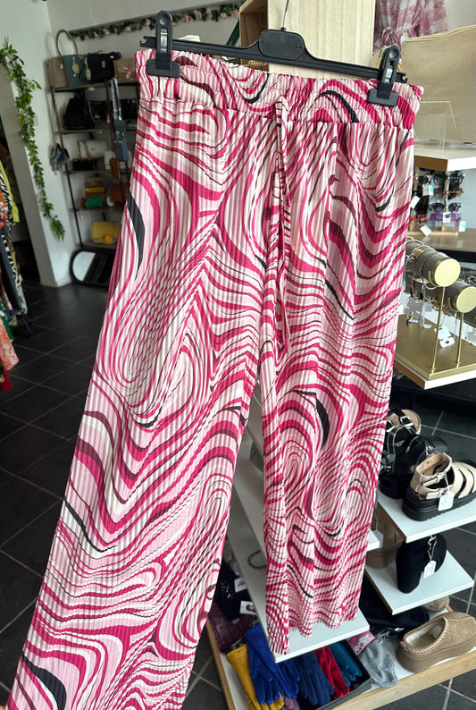 Pink abstract print drawstring trousers