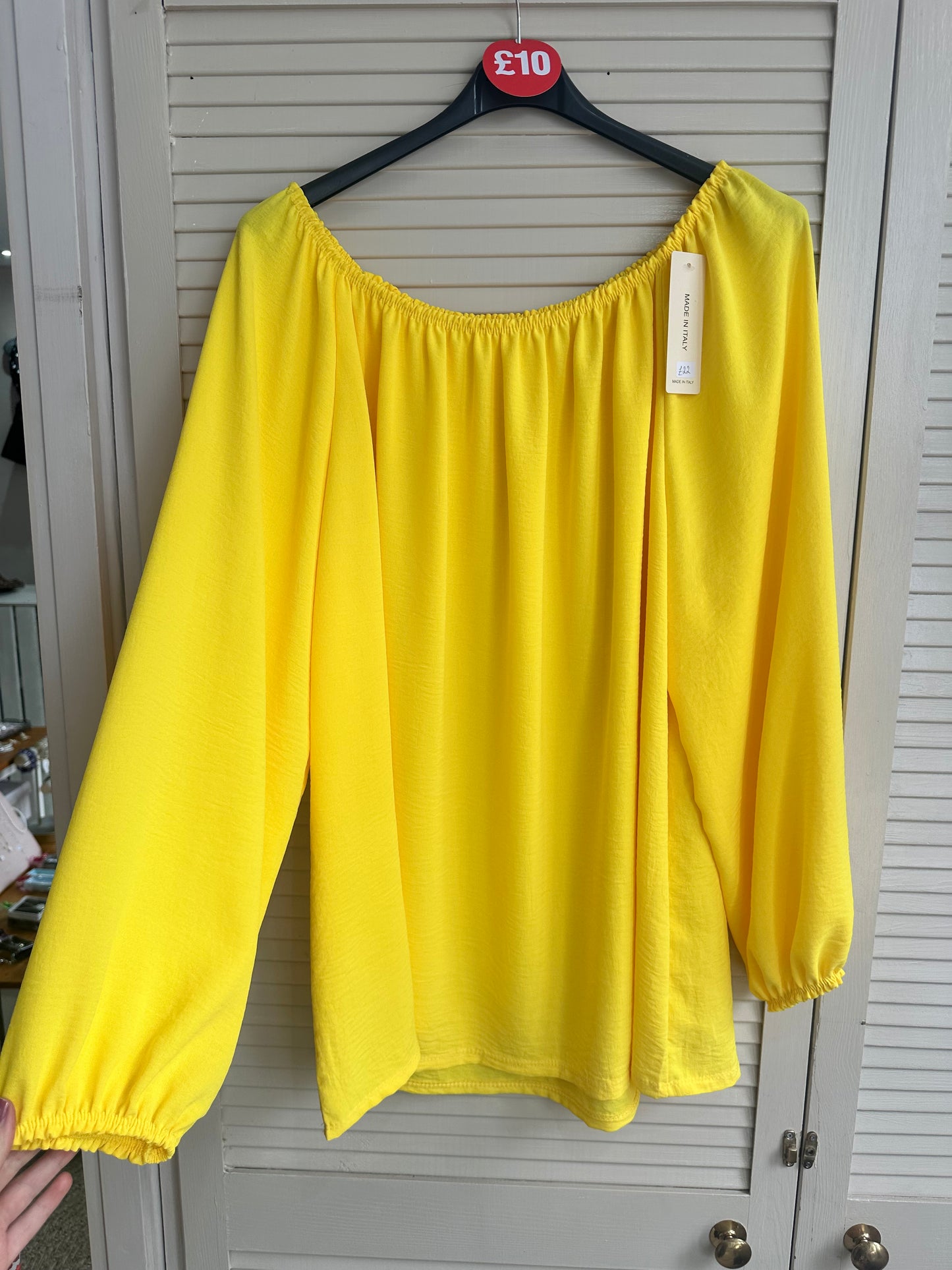 Curve size yellow long sleeve off the shoulder top