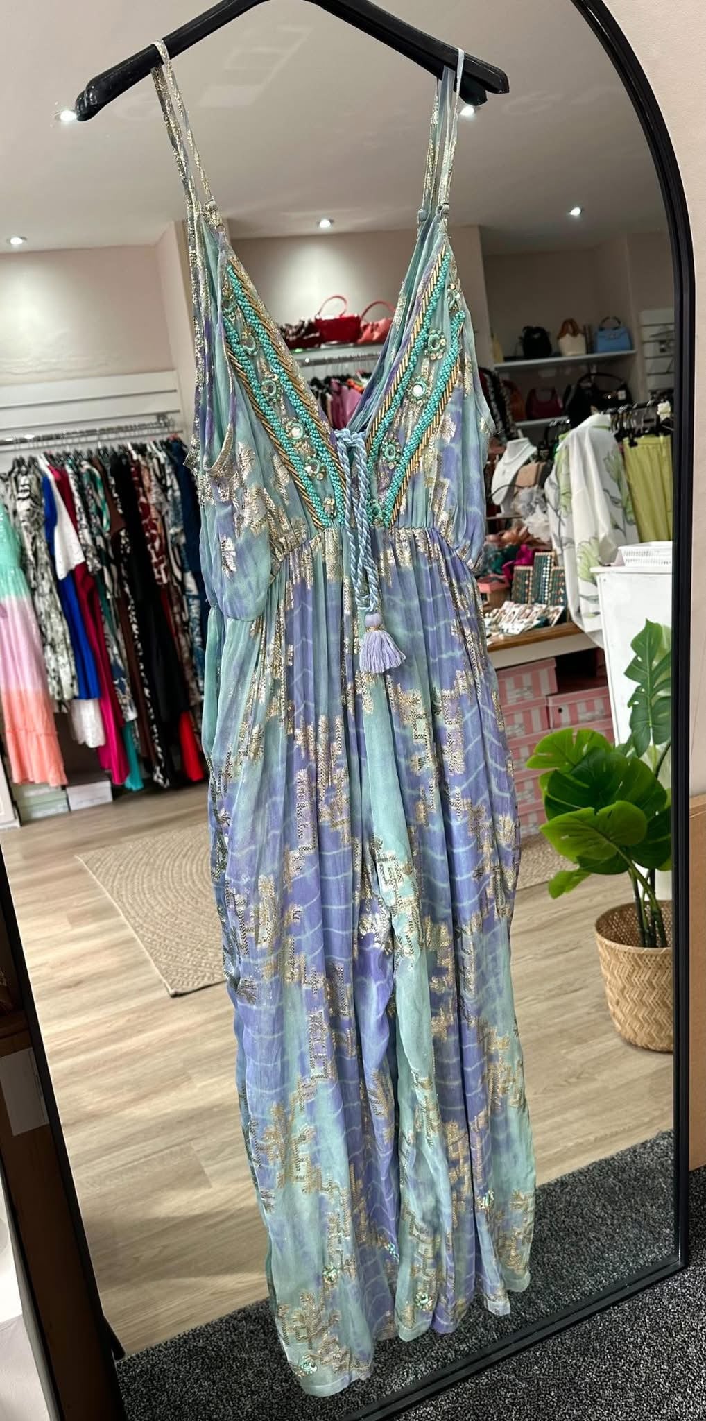 Boho style jumpsuit with pockets & shorts lining underneath