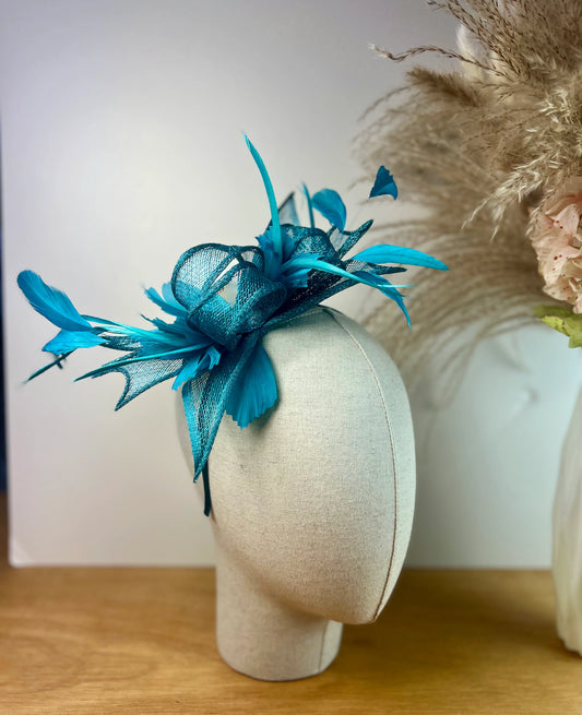 Teal clip in Fascinator - F0010A