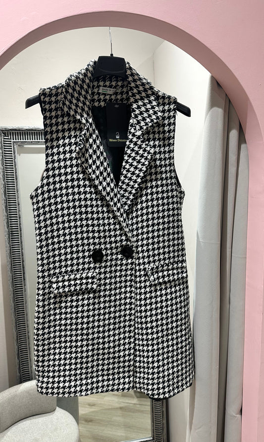 Black & white houndstooth waistcoat
