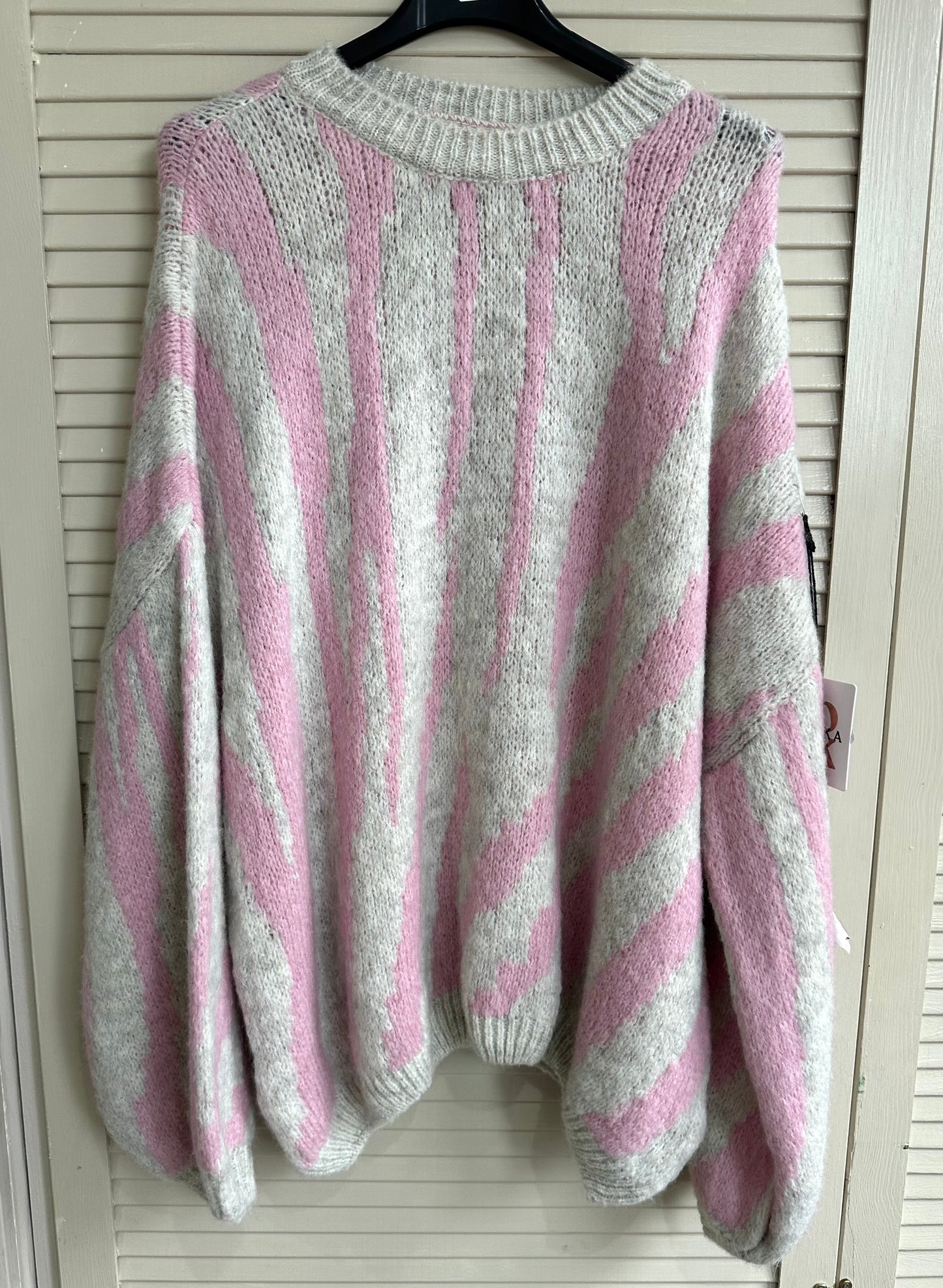 Zebra print knitted jumper - Pink & beige