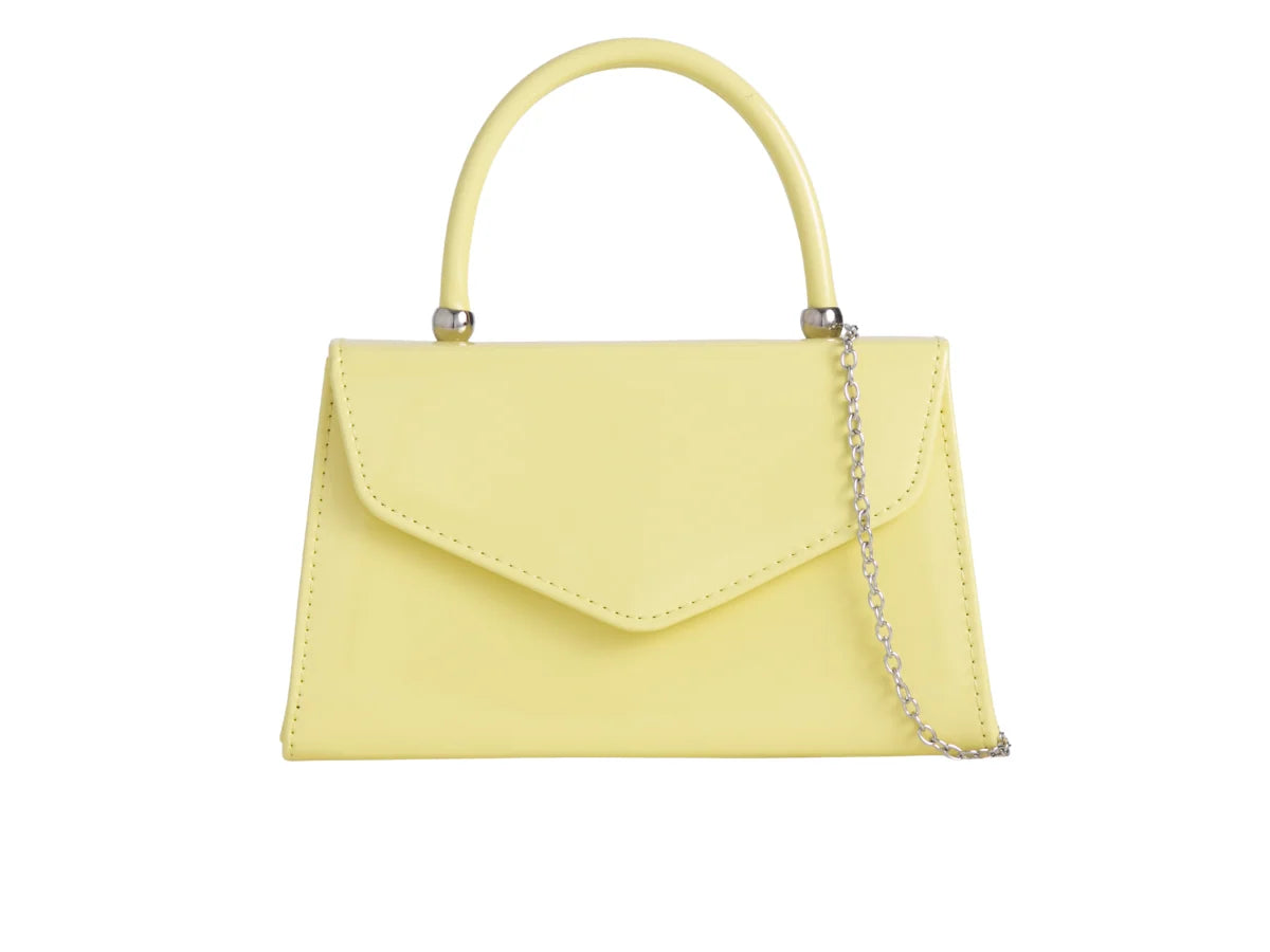 Glossy top handle bag - lemon