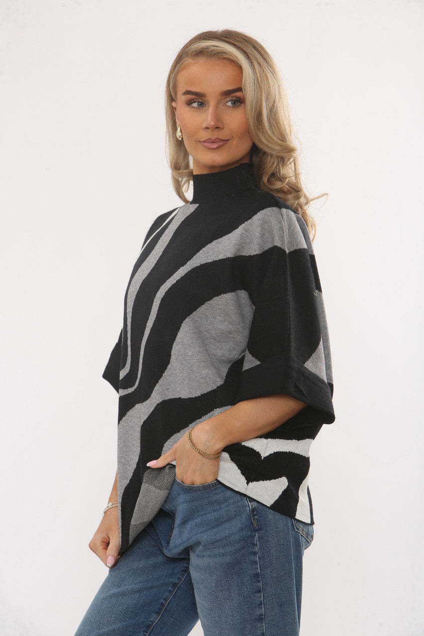 Abstract wave knit jumper - Grey