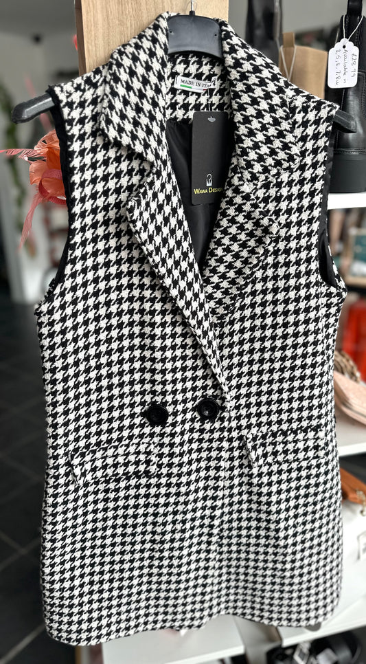 Black & white houndstooth waistcoat