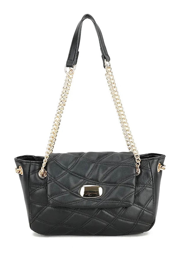 Black quilted chain strap shoulder bag