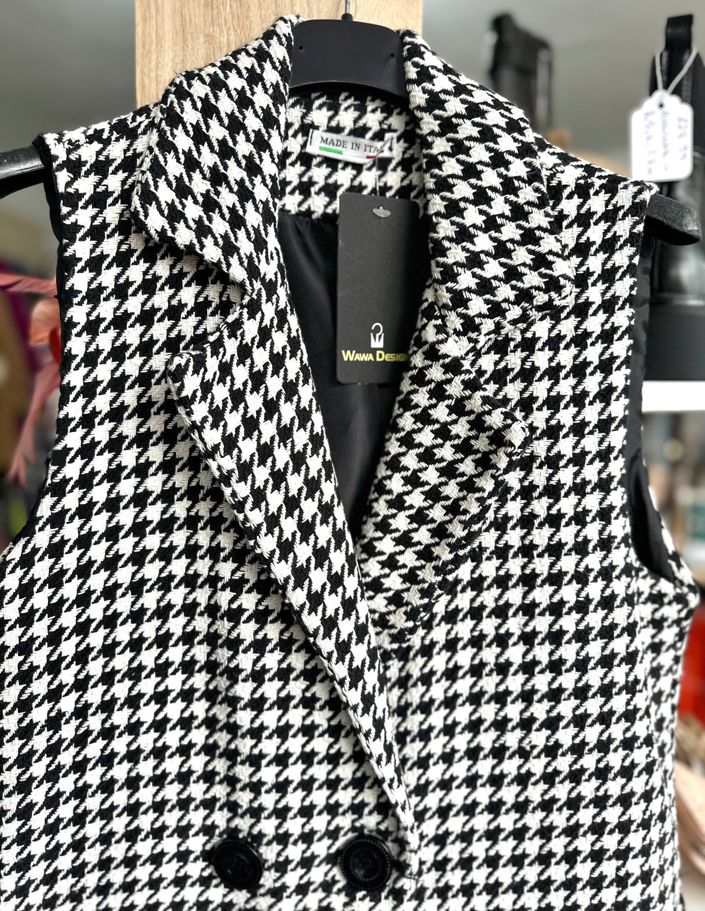 Black & white houndstooth waistcoat