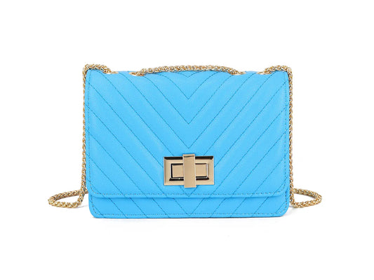 Blue quilted shoulder bag