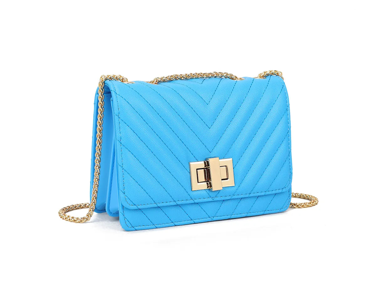 Blue quilted shoulder bag