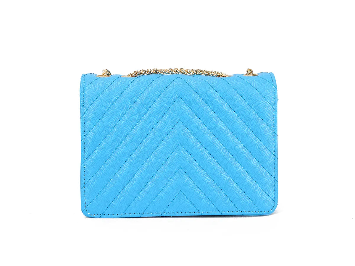 Blue quilted shoulder bag