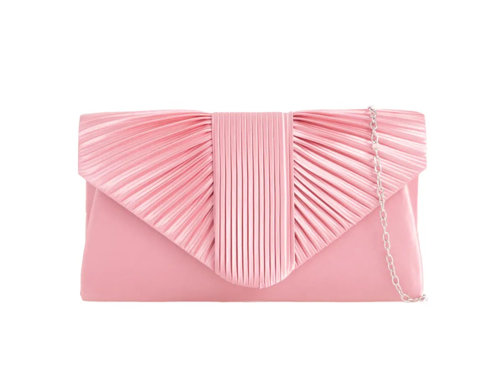 Pink satin clutch bag