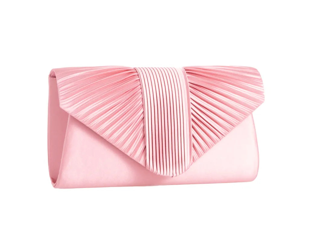 Pink satin clutch bag