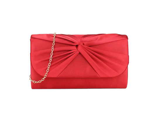 Red twist effect clutch bag