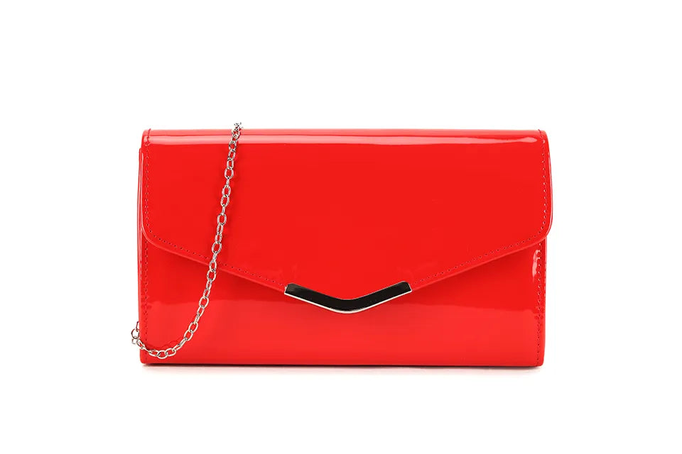 Glossy red clutch / crossbody bag