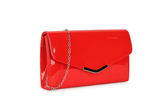 Glossy red clutch / crossbody bag