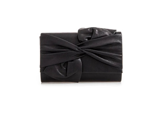 Metallic twist detail clutch bag - black