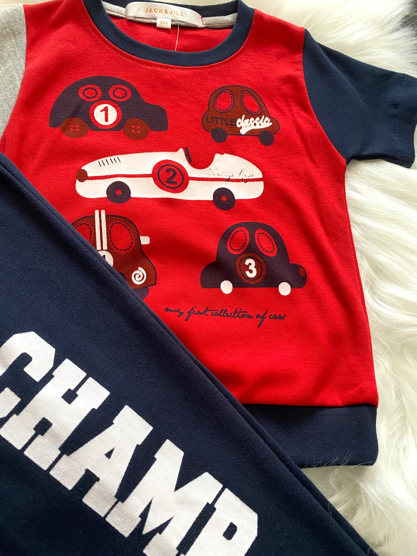 Boys red & Navy car tracksuit