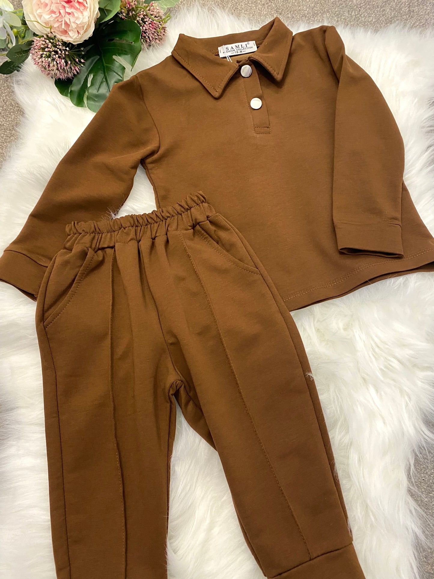 Brown collared boys tracksuit