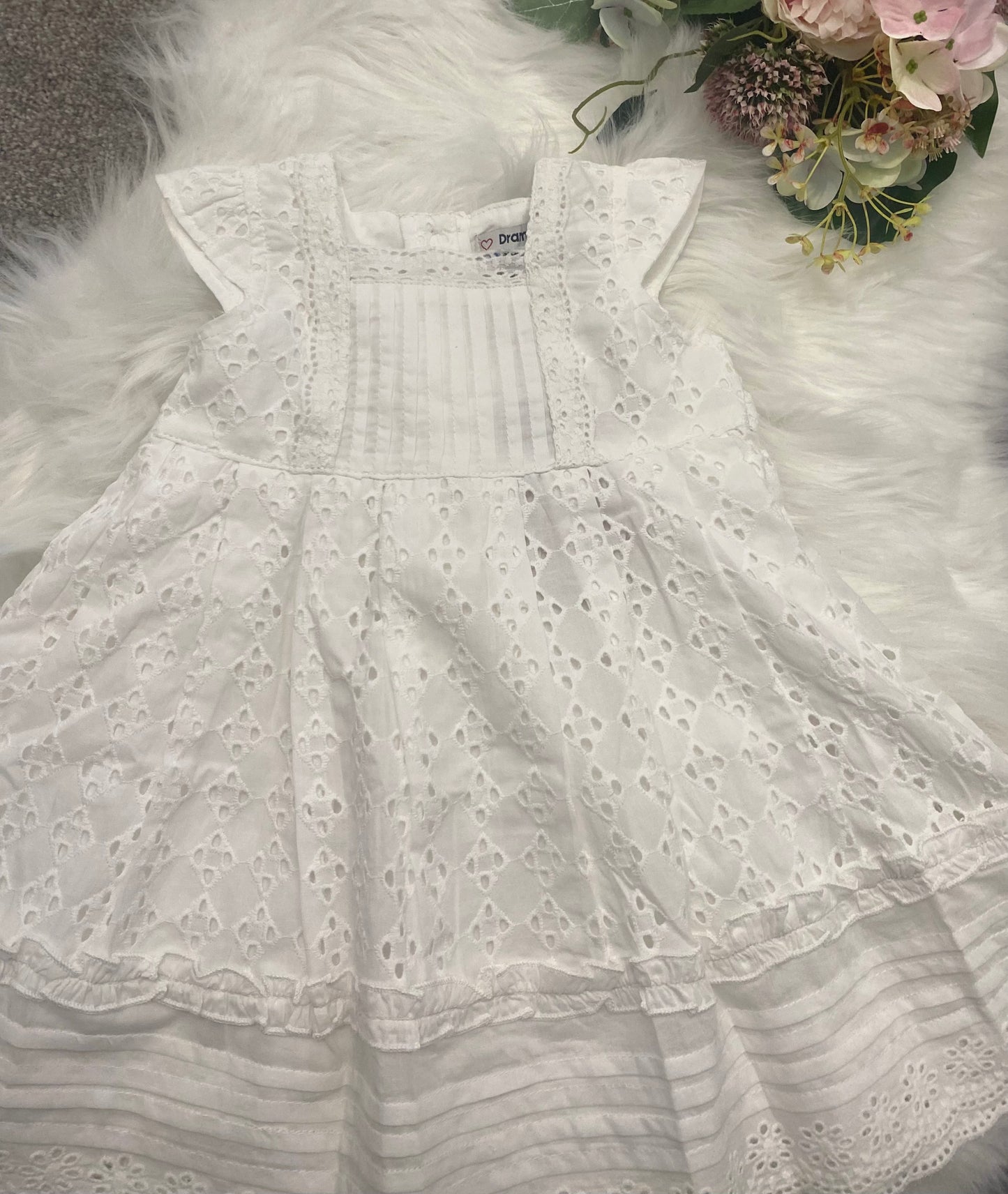 White eyelet embroidered dress