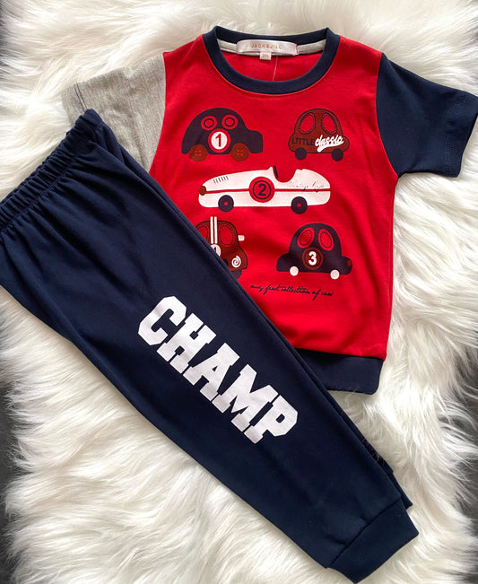 Boys red & Navy car tracksuit