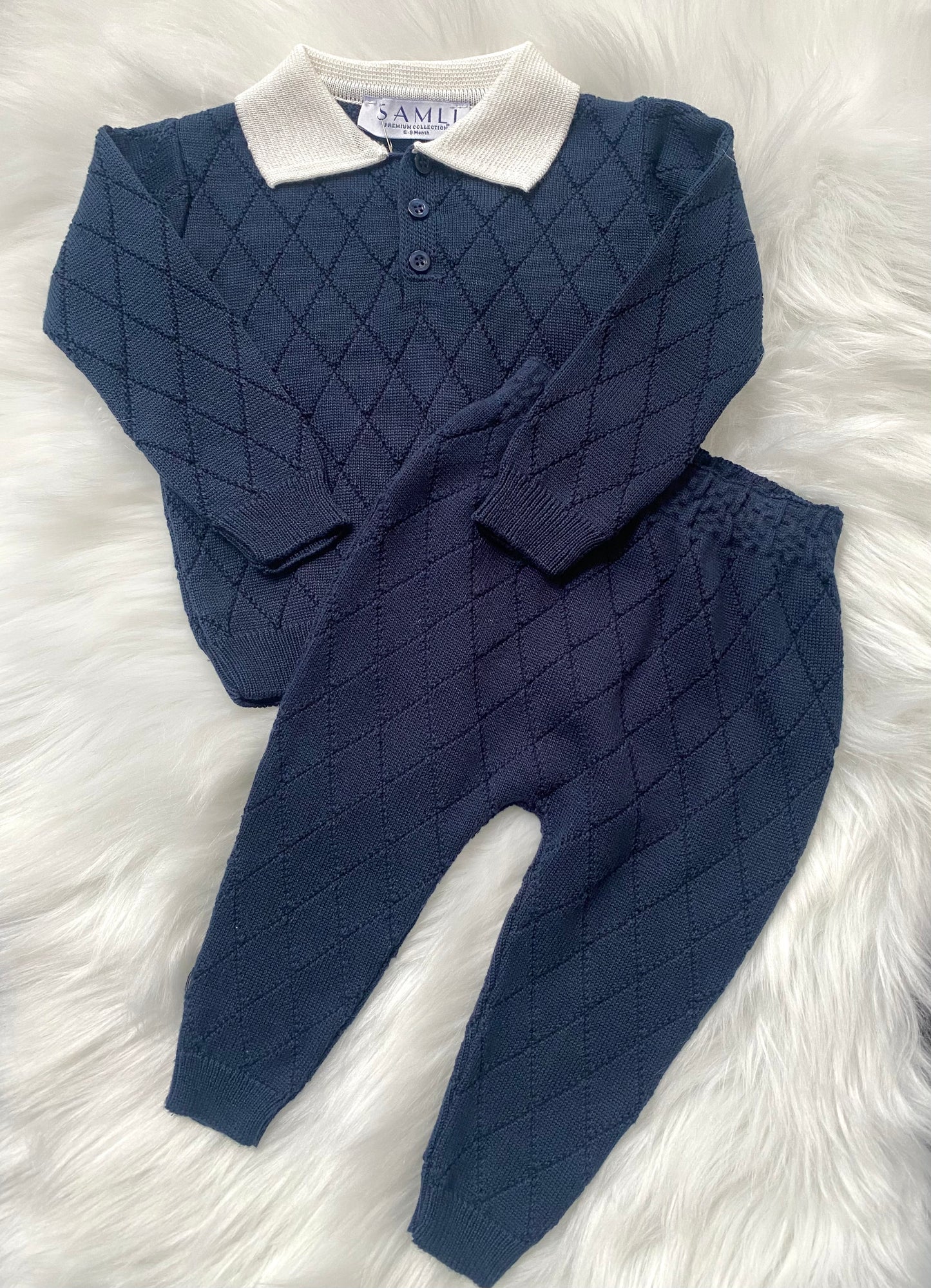 Navy blue knitted jumper & bottoms