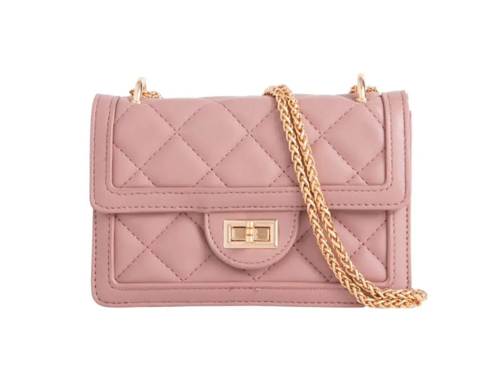 Dusty pink small quilted crossbody bag