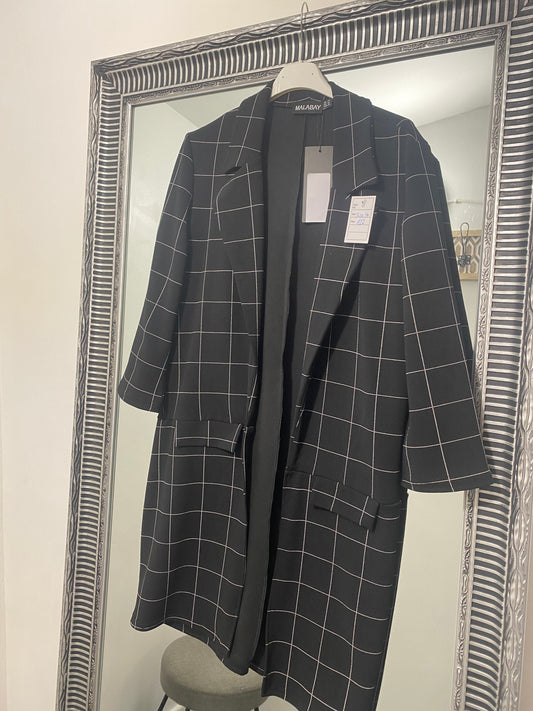 Black checked 3/4 length blazer