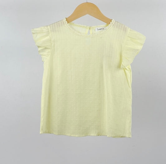 Yellow frilled capped sleeve top