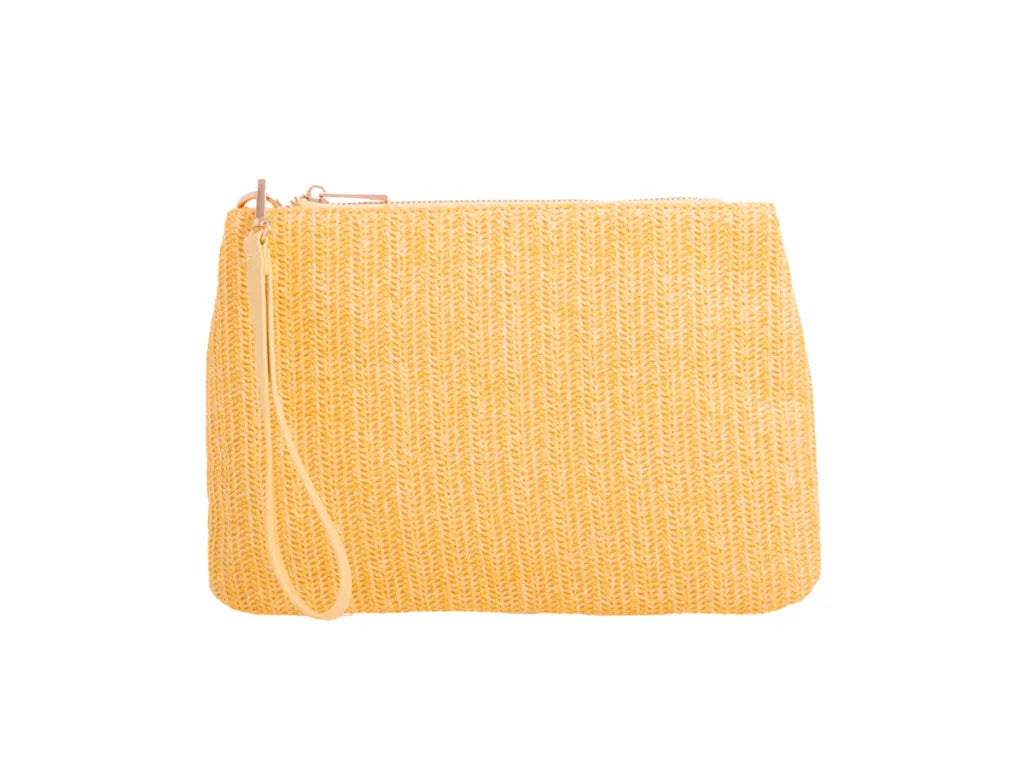 Yellow straw clutch bag